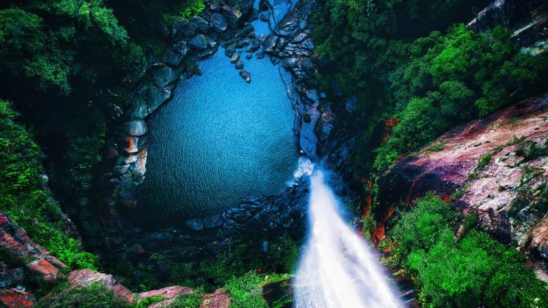 Waterfall Aerial view Wallpaper
