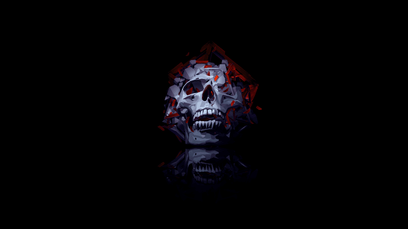 Low poly Skull AMOLED Wallpaper