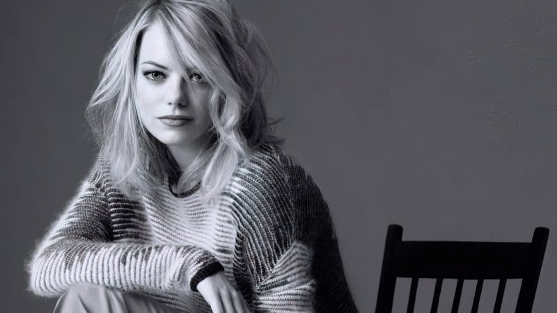 Emma Stone Monochrome Wallpaper