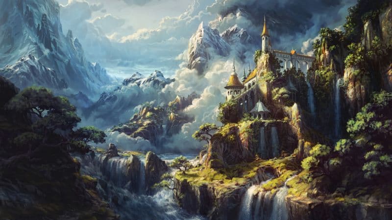 Castle Waterfalls Wallpaper