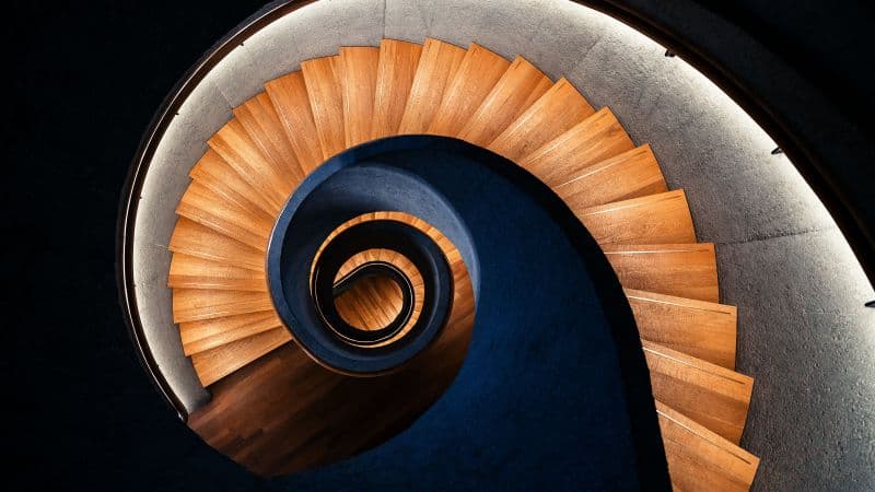 Wooden stairs Spiral staircase Wallpaper