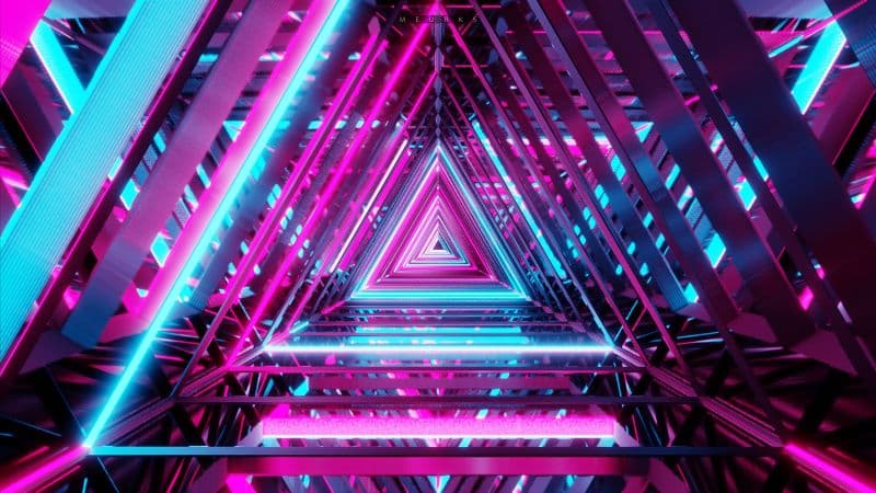 Neon Triangle Vanishing point Wallpaper