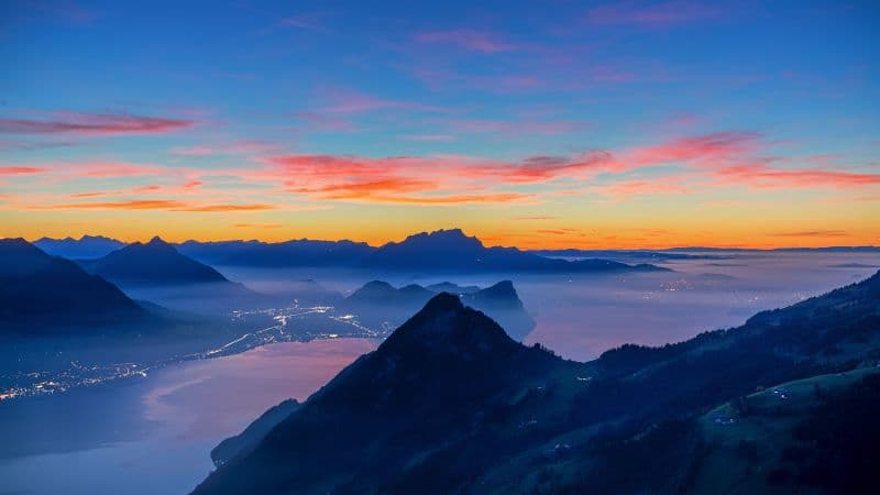 Rigi Hochflue Afterglow Wallpaper