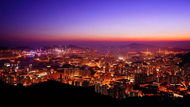 Hong Kong City Night time Wallpaper