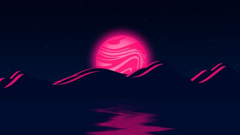 Pink Moon Mountains Wallpaper