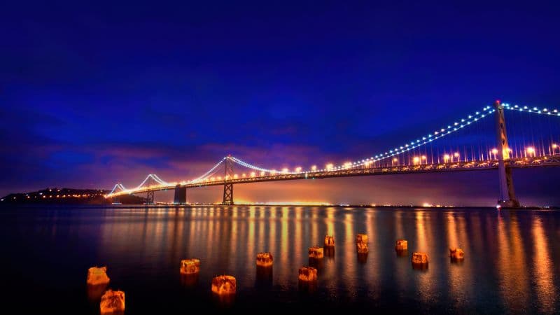 San Francisco-Oakland Bay Bridge Night Wallpaper