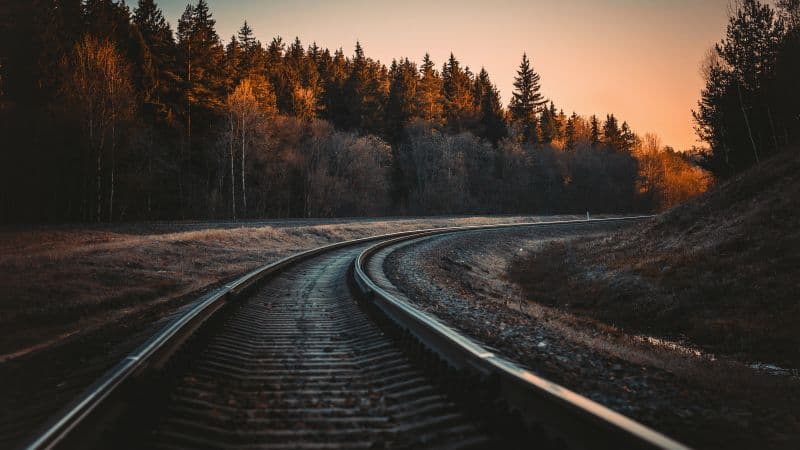 Railway track Trees Wallpaper