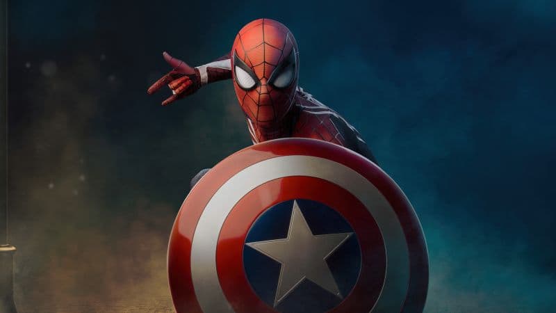 Spider-Man Captain America's shield Wallpaper