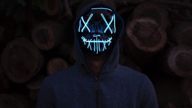 Man in LED mask iPhone Wallpaper