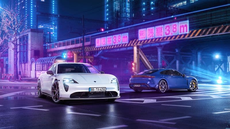 TechArt Porsche Taycan Aerokit Neon Wallpaper