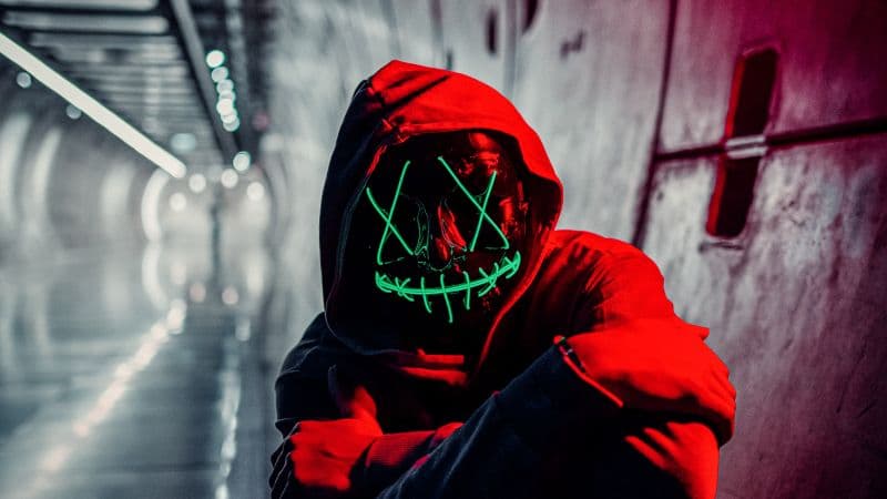 Neon Mask Red Hoodie Wallpaper