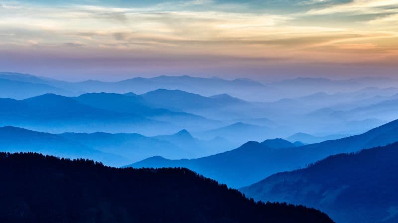 Silhouette Mountain Foggy Wallpaper