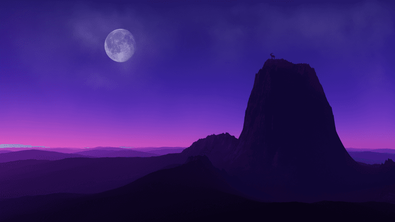 Mountain Peak Full moon Wallpaper