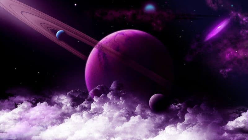 Purple Planet Saturn Rings Wallpaper