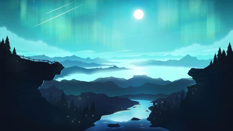 Aurora Borealis Moon Wallpaper