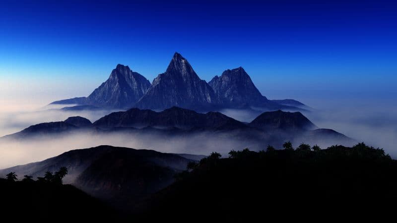 Mountain Peaks Foggy Wallpaper