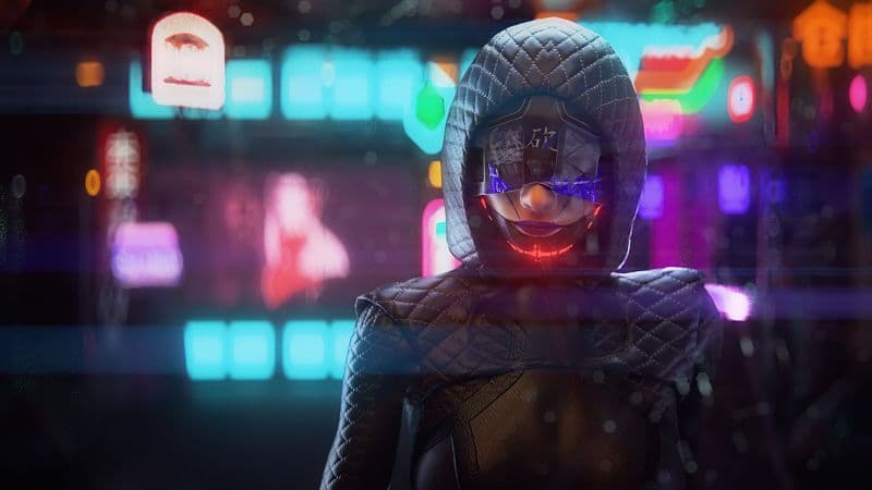 Cyberpunk girl Future tech Wallpaper