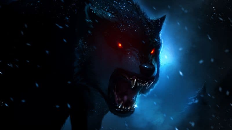 Black Wolf Red eyes Wallpaper