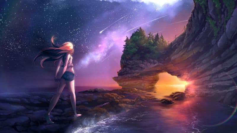 Anime girl Beach Wallpaper