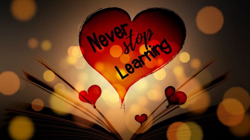 Never Stop Learning Red hearts Wallpaper