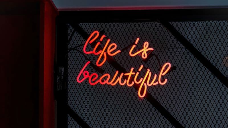 Life Is Beautiful Neon typography Wallpaper