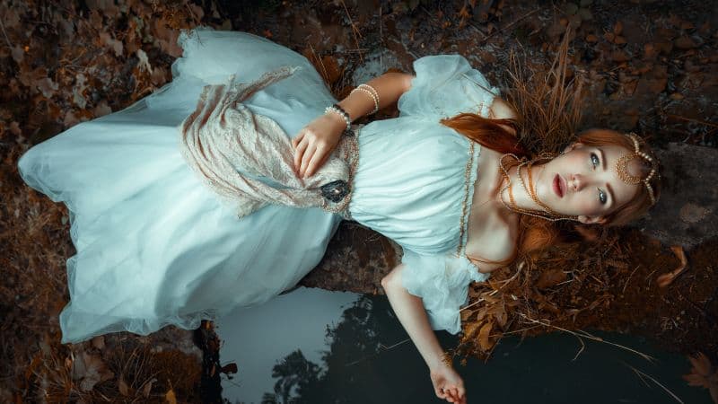 Beautiful girl Aerial view Wallpaper