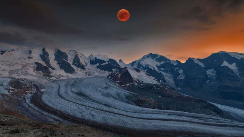 Blood Moon Alps mountains Wallpaper