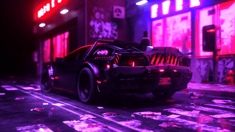 DMC DeLorean Synthwave Wallpaper