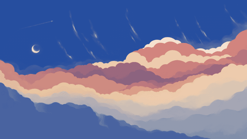 Blue Sky Crescent Moon Wallpaper