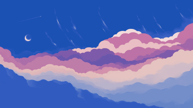 Blue Sky Half moon Wallpaper