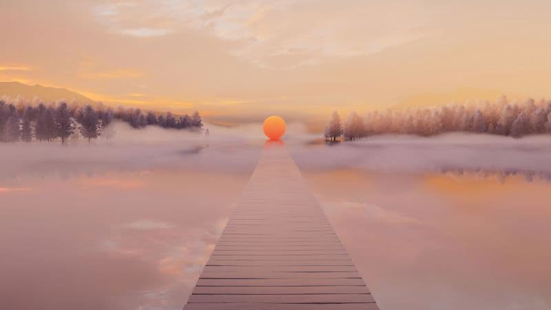 Wooden pier Sun Wallpaper