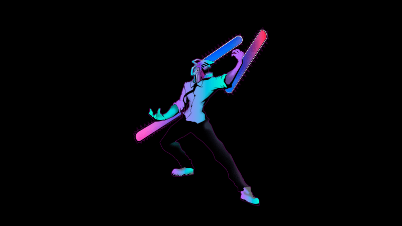 Chainsaw Man Neon art Wallpaper