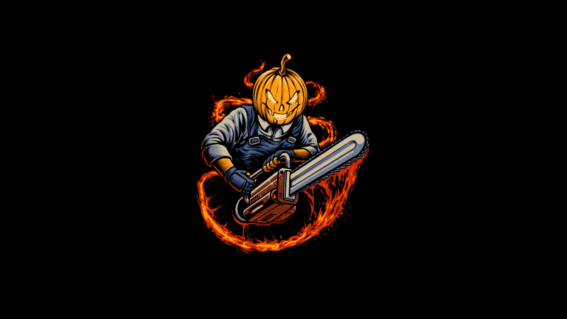 Halloween Pumpkin Chainsaw Wallpaper