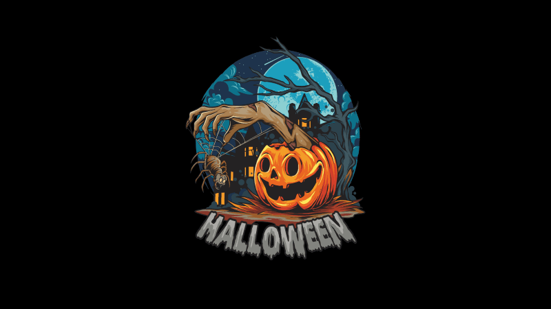 Scary house Halloween Pumpkin Wallpaper