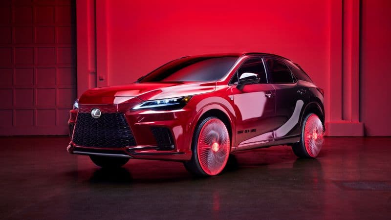 Lexus RX 500h F SPORT Ruby Red Rims 2022 Wallpaper