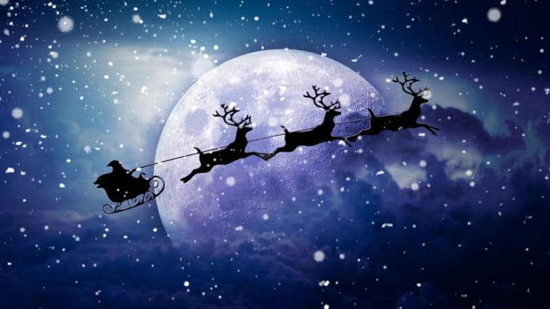 Santa Claus chariot Moon Wallpaper