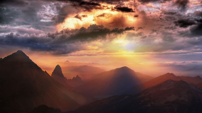 Mountain range Sunset Wallpaper