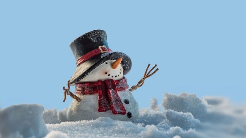 Snow covered Snowman Wallpaper