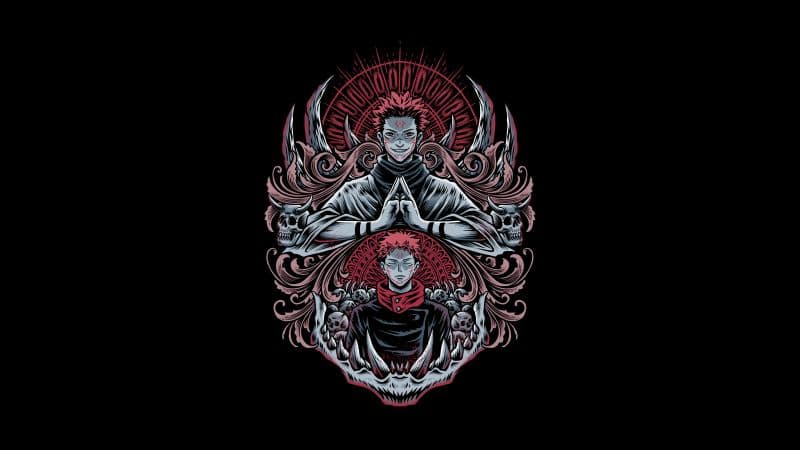 Itadori Yuuji and Sukuna Black Background