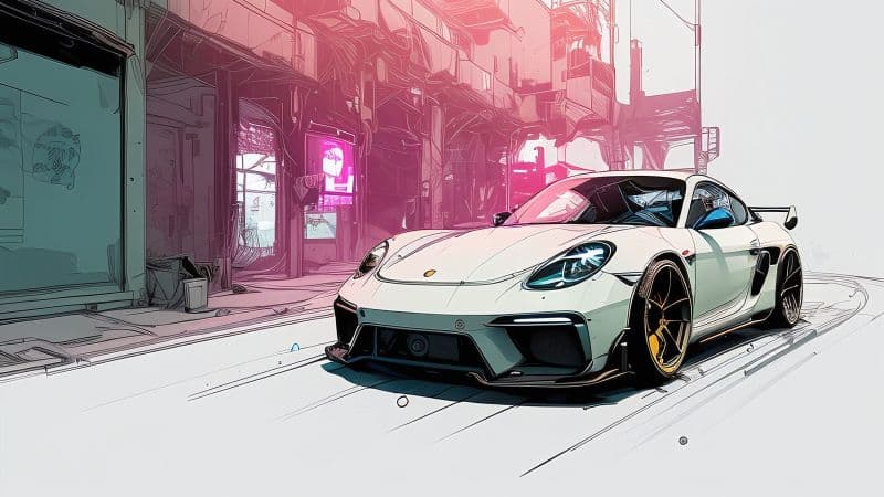 Porsche 718 Cayman Inkpunk Wallpaper