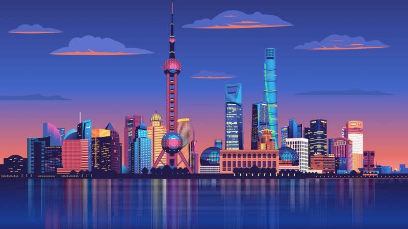 Shanghai City Illustration Wallpaper