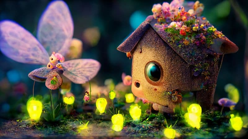 Fairy house Cute art Wallpaper