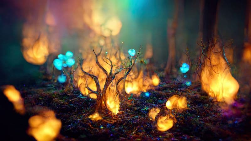 Magical forest Whimsical plants Wallpaper