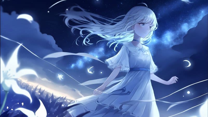 Anime girl Night Wallpaper