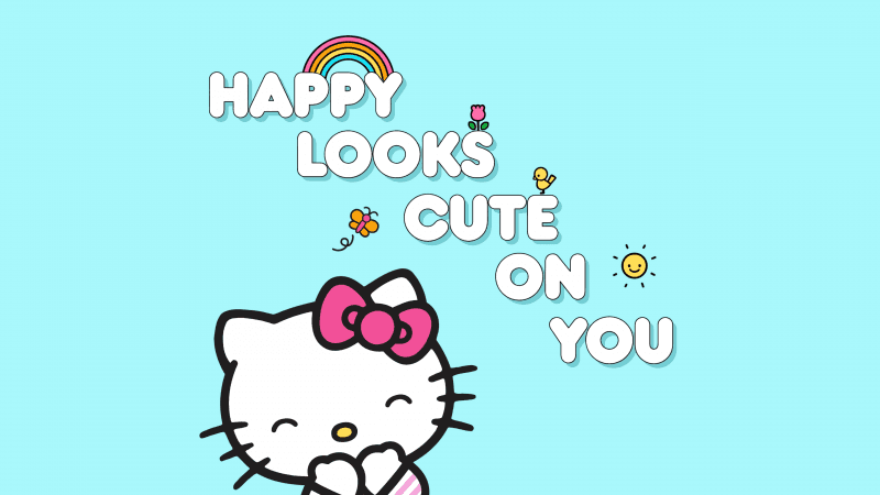 Happy looks cute on you Hello kitty quotes Wallpaper
