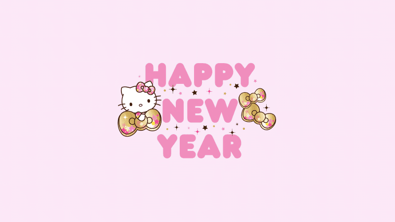 Happy New Year Hello Kitty background Wallpaper