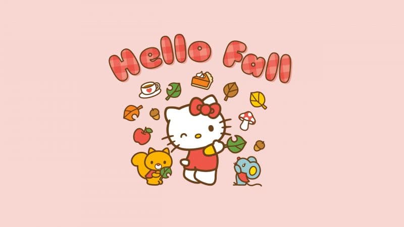 Hello Fall Hello Kitty background Wallpaper