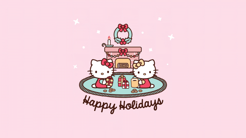 Happy holidays Hello Kitty background Wallpaper