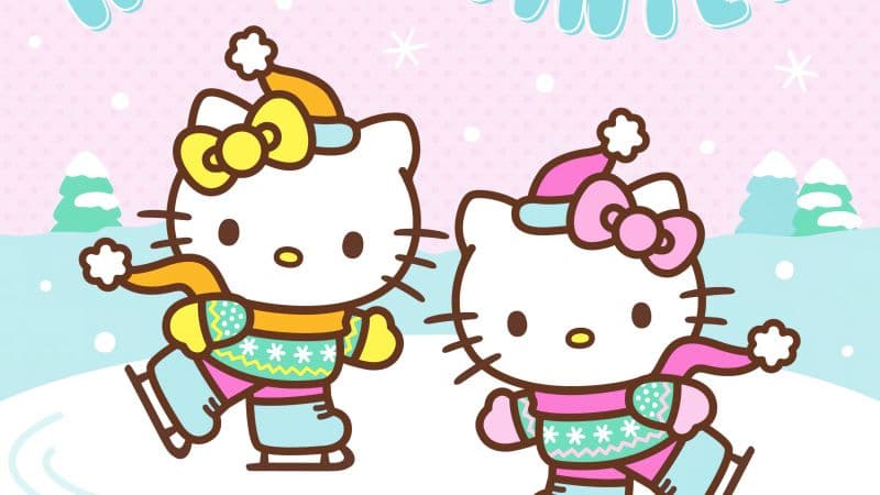 Hello winter Hello Kitty background Wallpaper
